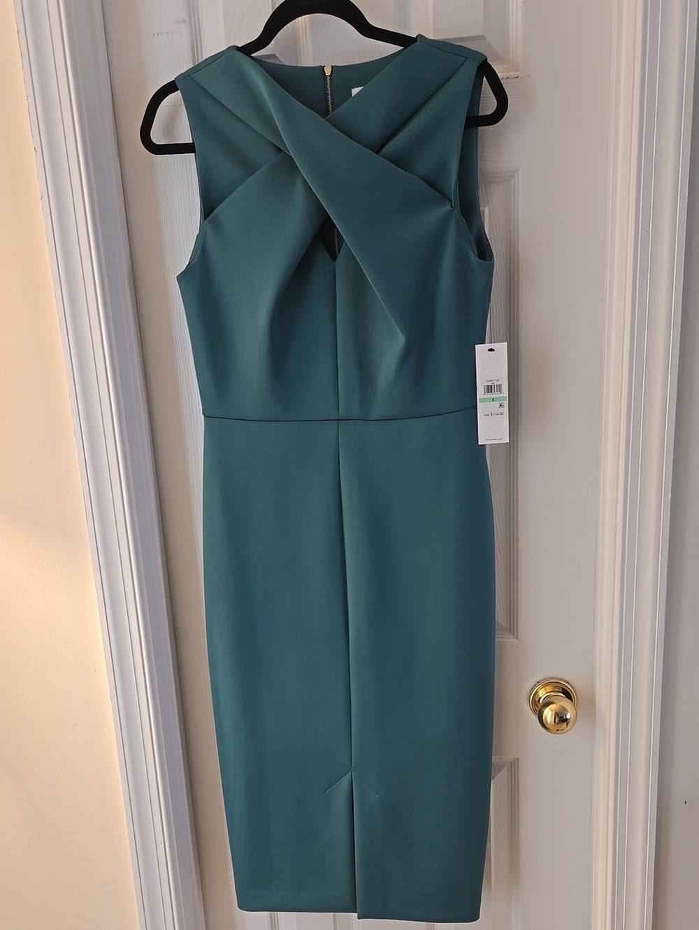 Calvin Klein Teal Cross-Front Midi Dress
